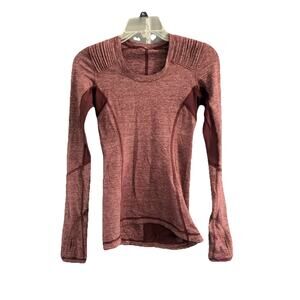 Lululemon Star Runner Long Sleeve Top Tee Bordeaux Drama Tonka Striped Size 2